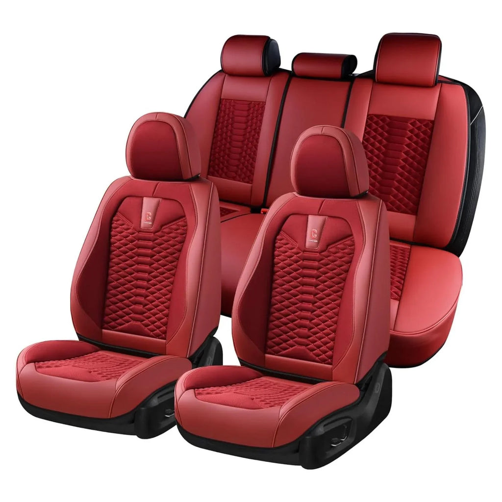 Most Seats Pickup SUV Seat Covers 5 Breathable Leather Coverado Fit Front Set Seat Sedans Full Red Car Car Women, Back & Auto for Trucks Universal Fabric Protectors, Interior