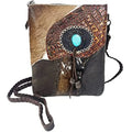 Purse Leather (Dark Tote Cowhair Purses Handbag Brown) Teal Bag Stitched Stone Urbalabs Western Tooled Hand Tassel Crossbody
