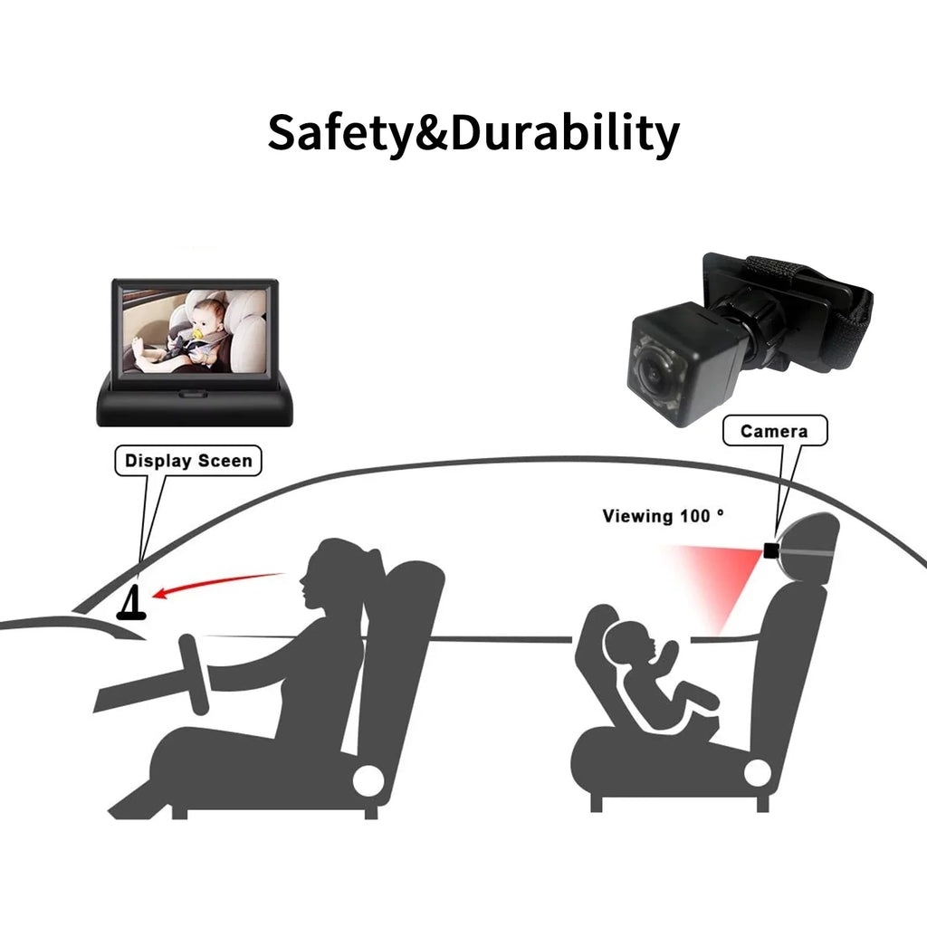 Car Radirus Rear Facing View Crystal Baby Camera, Vision, Infrared Clear Monitor with Seat Ideal for Night