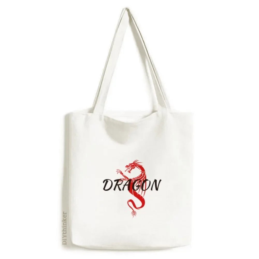 West East Canvas Satchel Winged Tote Animal Mythology Shopping Handbag Bag Casual Dragon