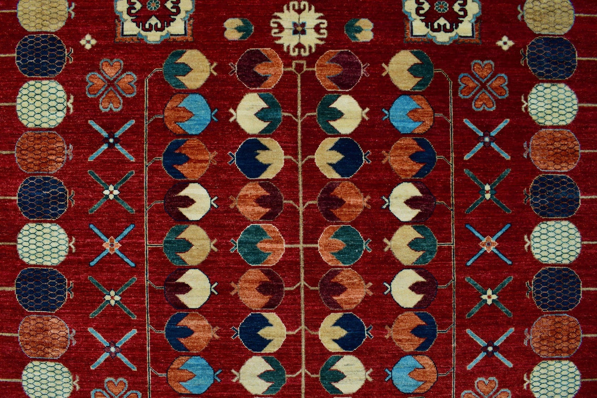 Aria Blue 9'11" Rug, 13'8" Roselyn x Red/Lt.