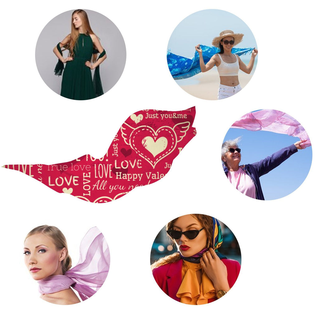 Wraps and Wishes FREEAMG Large Hair for Shawls Silk Long Packed Scarf Oblong Women Headscarf Heart Wraps Neck Gift Sunscreen