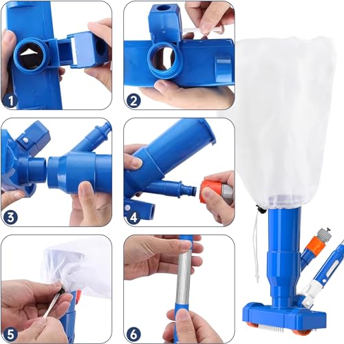 with Portable Section Cleaner Kit, Tub of Pool Pool Ground Above Hot Handheld Vacuum Poles Jet Upgraded Swimming Fountains Vacuum Skimmer Cleaner Pool Pool Pool Pond for Net, Spa 4 60" Cleaner