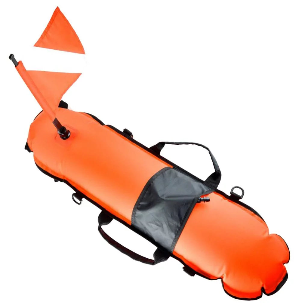 Buoy Inflator Diver D-, Oral Visible 20m High , Spearfishing, Scuba Diving Flag, Safety Freediving Float with Snorkeling,