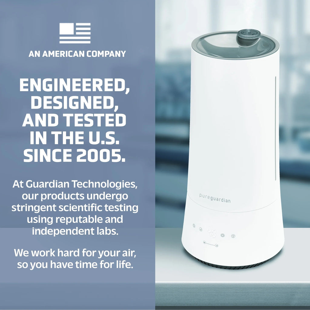 Mist 1.6 with 90-Hour 420 Sq. H997W Cool ft. Ultrasonic Humidifier Gallon PureGuardian Humidistat,