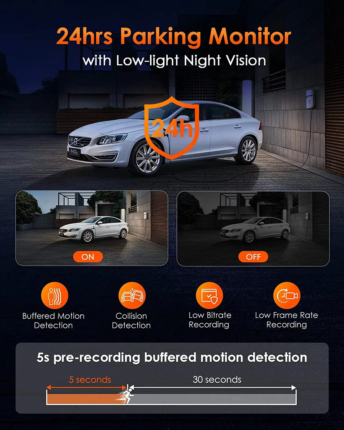 and WiFi Control, Way IR Support Dash Vantrue Dash 24 STARVIS Triple Front Inside, 3 Hours 2.5K GPS with Vision, Cam Night Rear Mode, Camera Channel Max Parking 512GB 3 E3 Voice 1944P+1080P+1080P