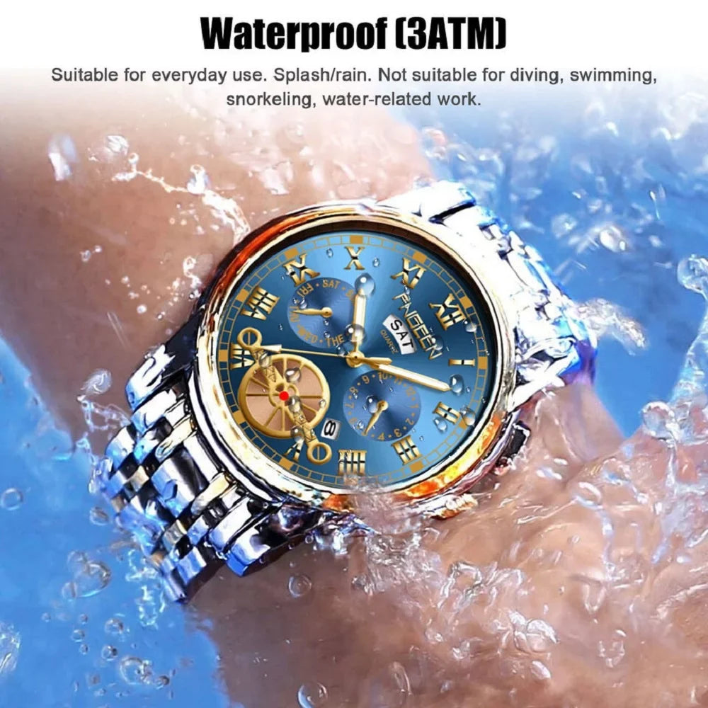 Tourbillon Business Analog Wristwatch Waterproof Quartz Mens Classic Watch Dial