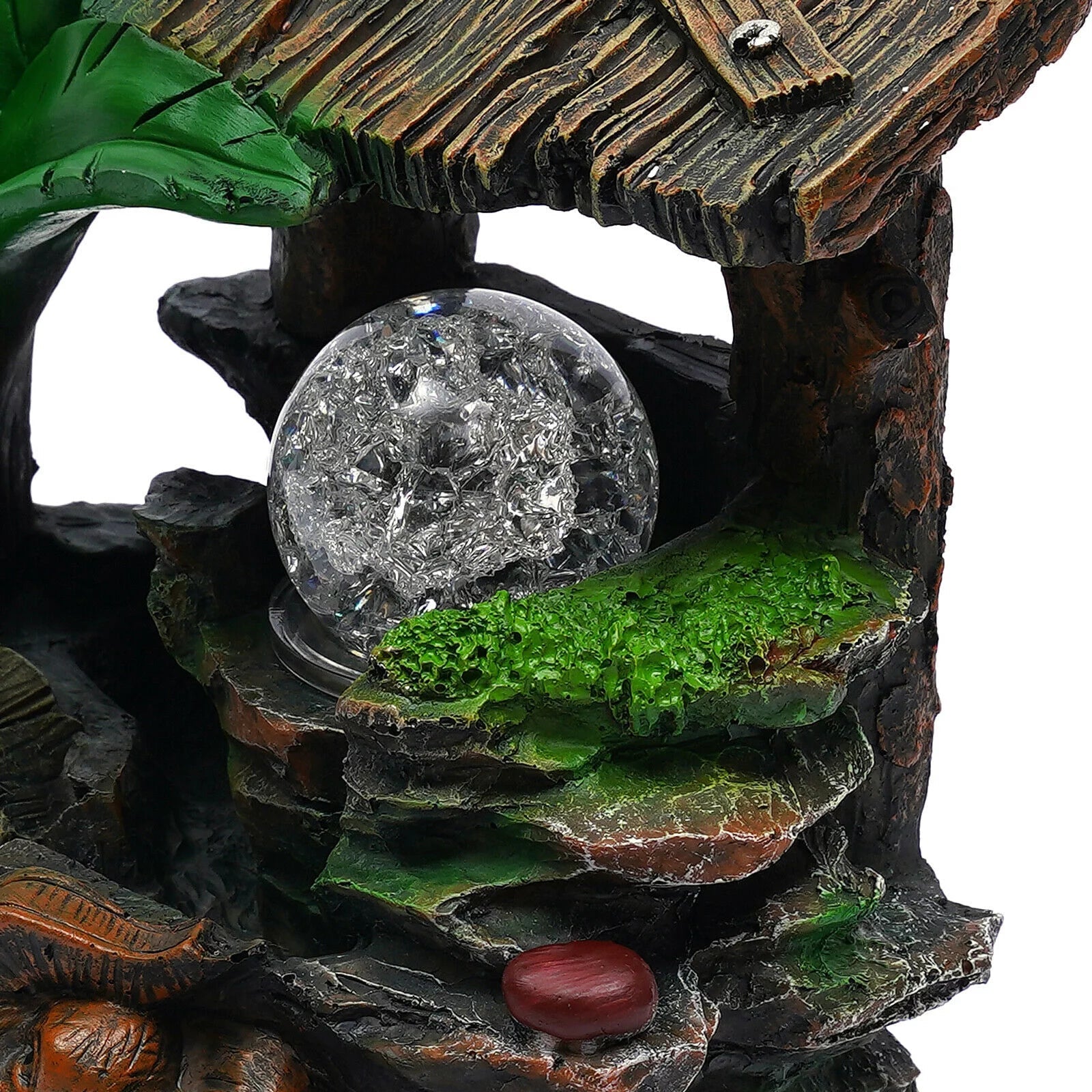 Rockery Feng Home Waterfall Resin Ball Rolling LED Water Shui Decor Tabletop Tabletop Water with Fountain Fengshui Fountain Light LED Indoor Fountain Waterfall