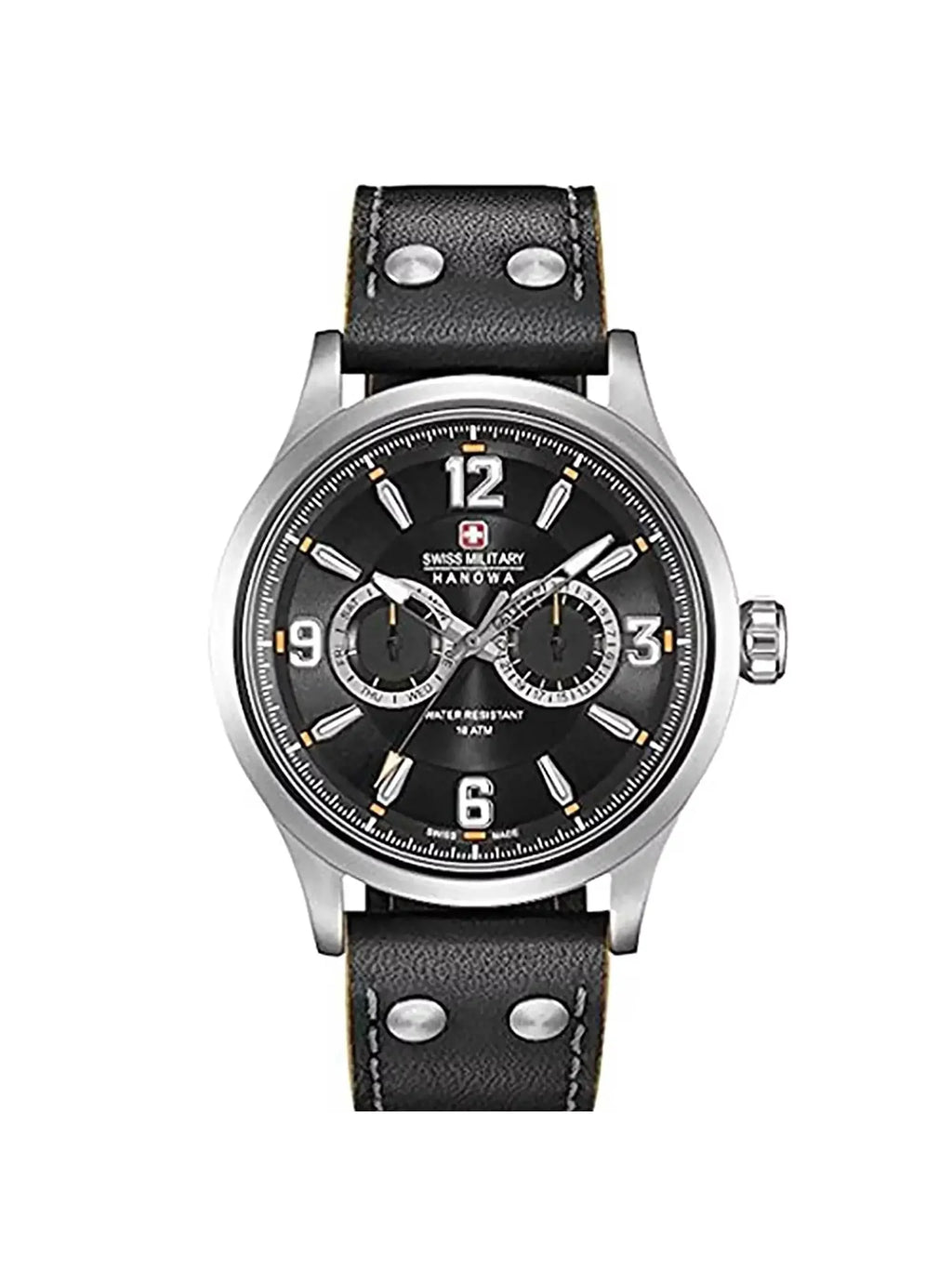 Quartz S-Steel Swiss Military Black 06-4307.04.007 Mens Hanowa Watch Dial