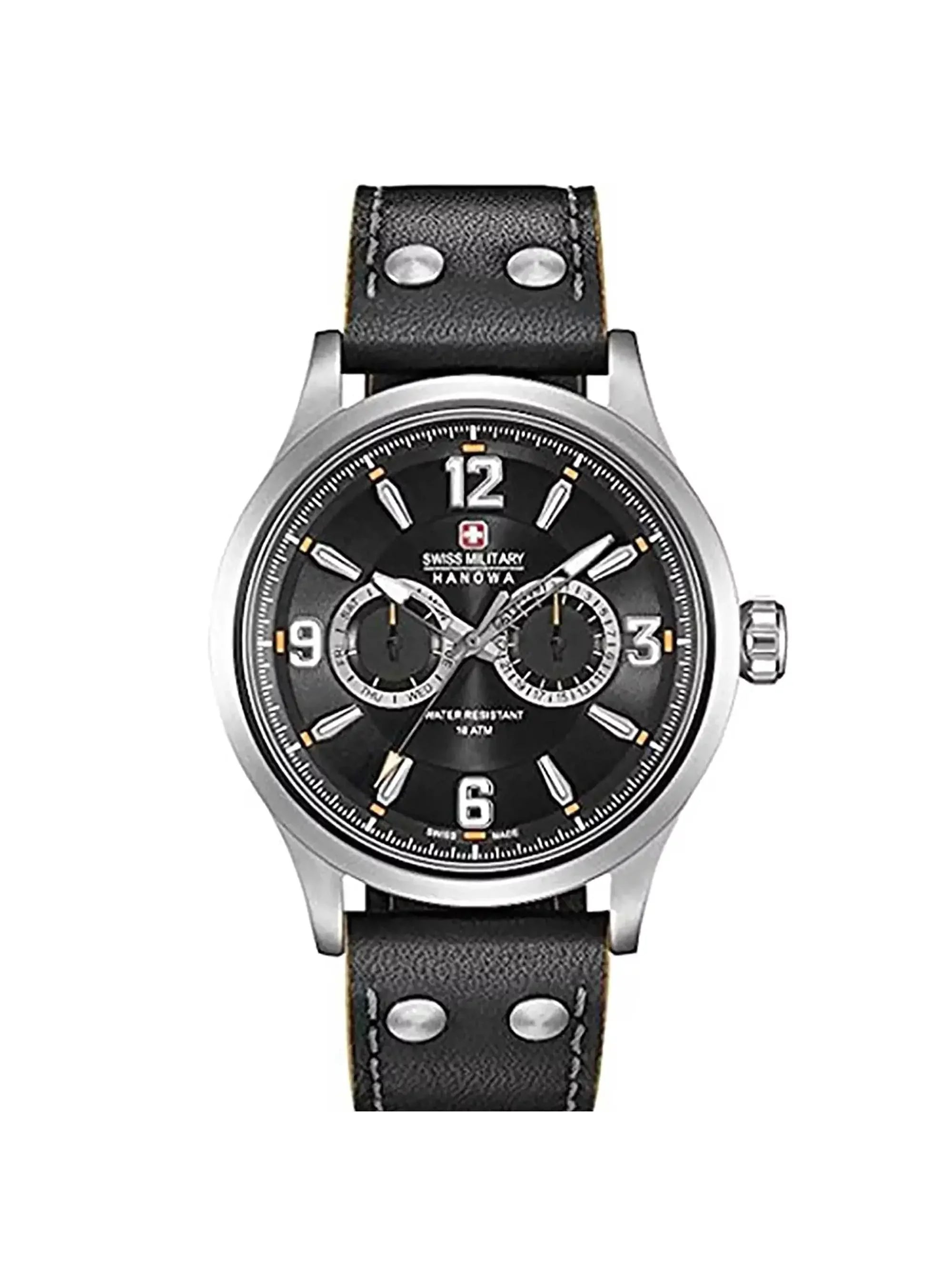 Quartz S-Steel Swiss Military Black 06-4307.04.007 Mens Hanowa Watch Dial