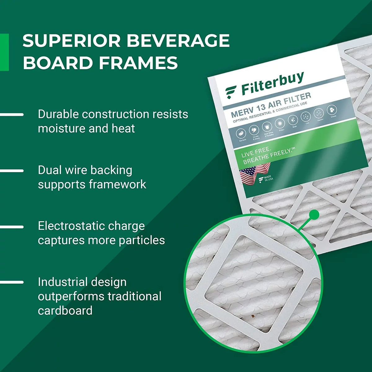Filterbuy HVAC (6-Pack) 13 Pleated Air Furnace 16x25x4 AC MERV Filters