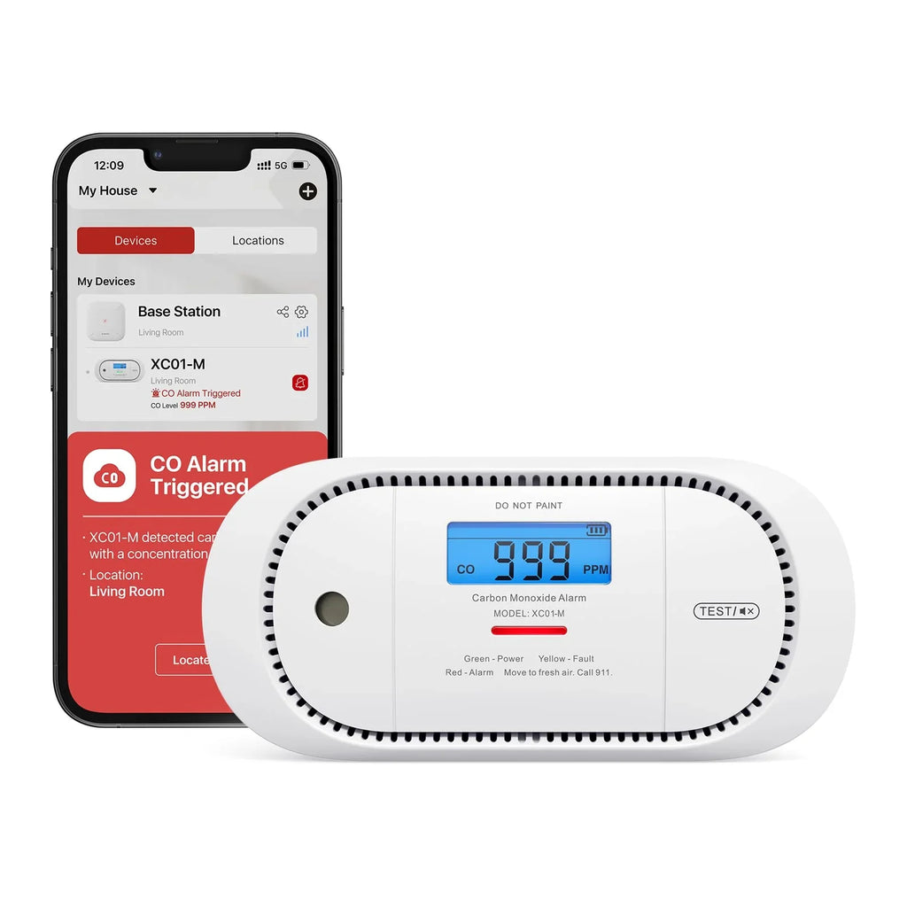 Wireless Detector or Smoke Station, XC01-M, with X-Sense Alarm Smart CO FS31 Works Base 1-Pack for Portable SBS50 FS51 Accessory Carbon Kit, Monoxide an Interconnected X-Sense Detector