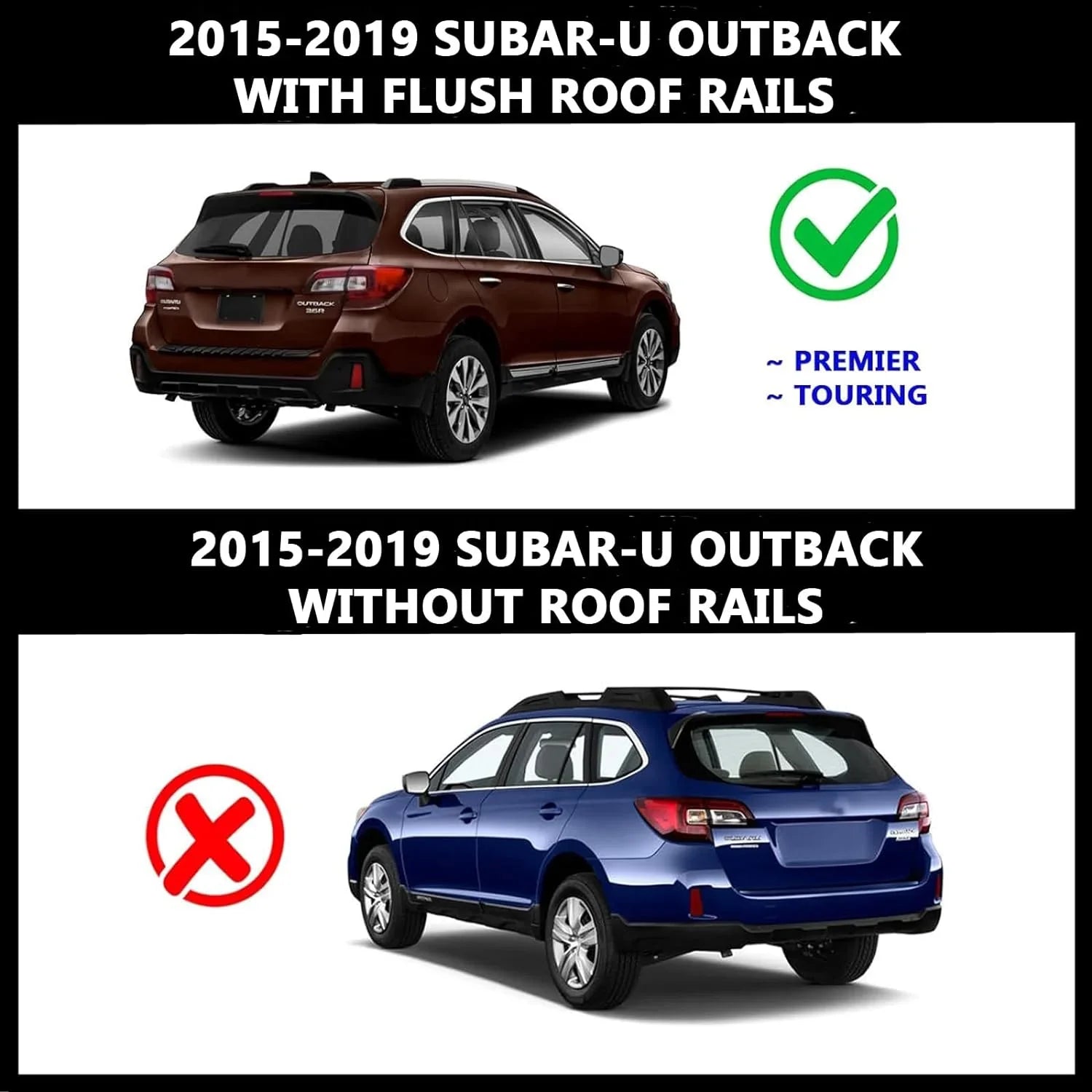 Rooftop Luggage, Cargo Touring Subar-u Bike 2015-2019 ROKIOTOEX Outback Board, Premier SO14T Black Carrier Chrome Crossbars Bars – Box Lush Cross Fit Side Rack Rails, Ski for Roof for