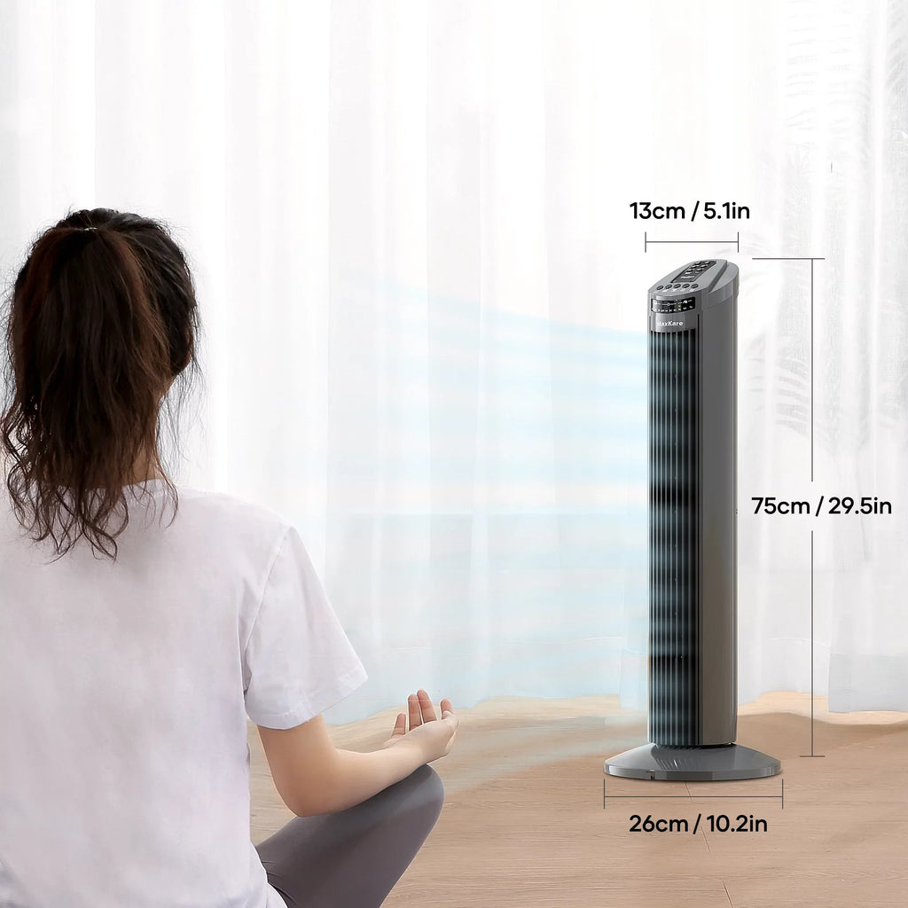 Gray Remote Speeds 3 60dB Wind Dark Fan Control Quiet Modes 30" Fan with Oscillating 120° Fan Bedroom, 3 MaxKare Cooling Tower Timer for