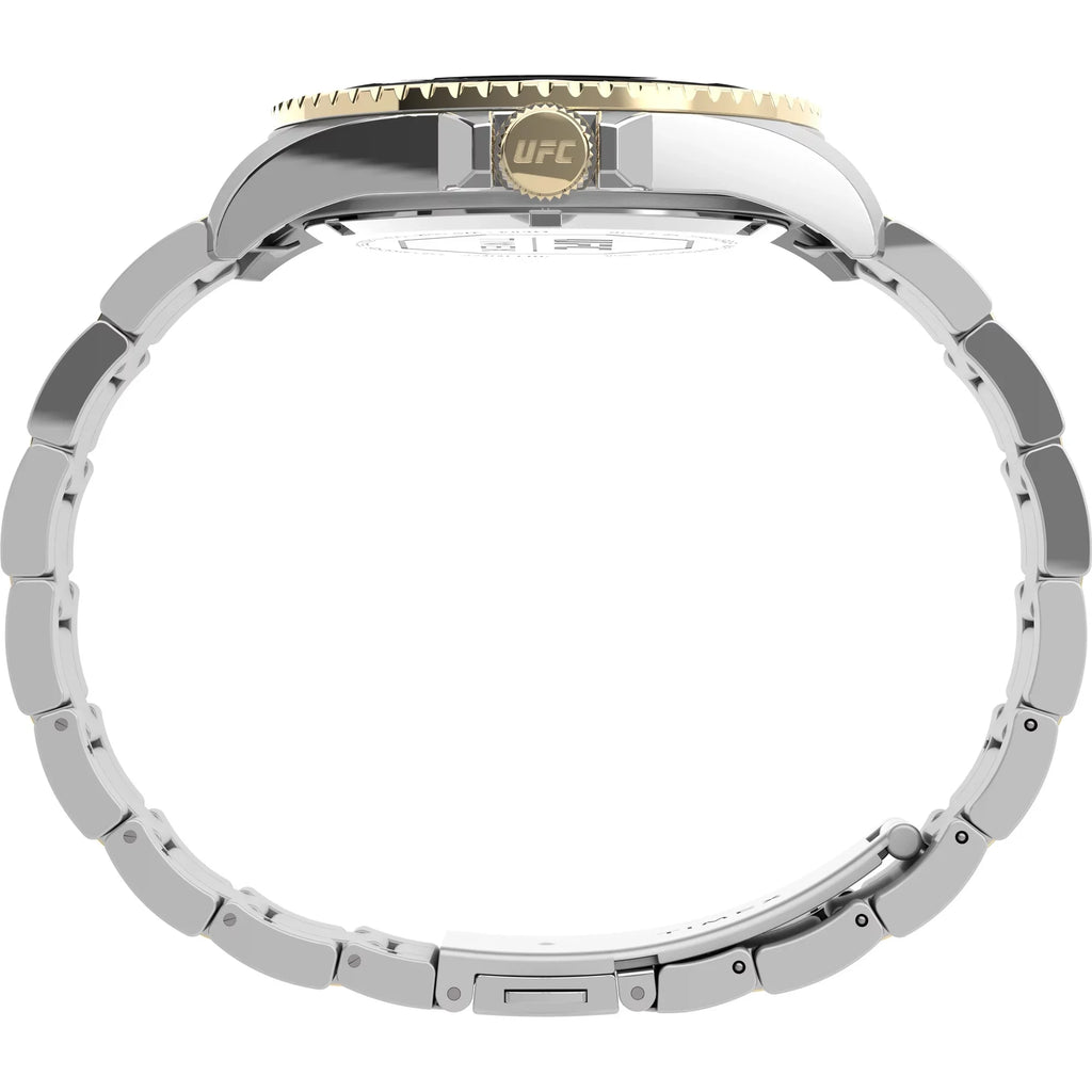 UFC Watch Blue Debut Two-Tone 42mm Silver-Tone Case Men's Dial Timex Strap -