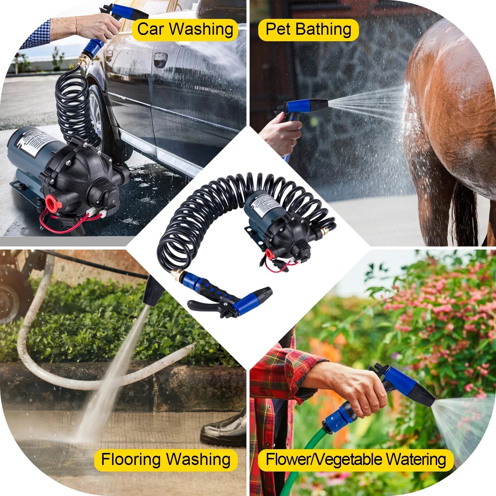 Rv Minute Yacht BENTISM GPM for Automatic Gallons Diaphragm Hose Pumps Caravan Foot 5.3 Water 12V Washdown Pump Pump Boats 25 PSI Pump 5.5 70 RV Marine Coiled Per with Water