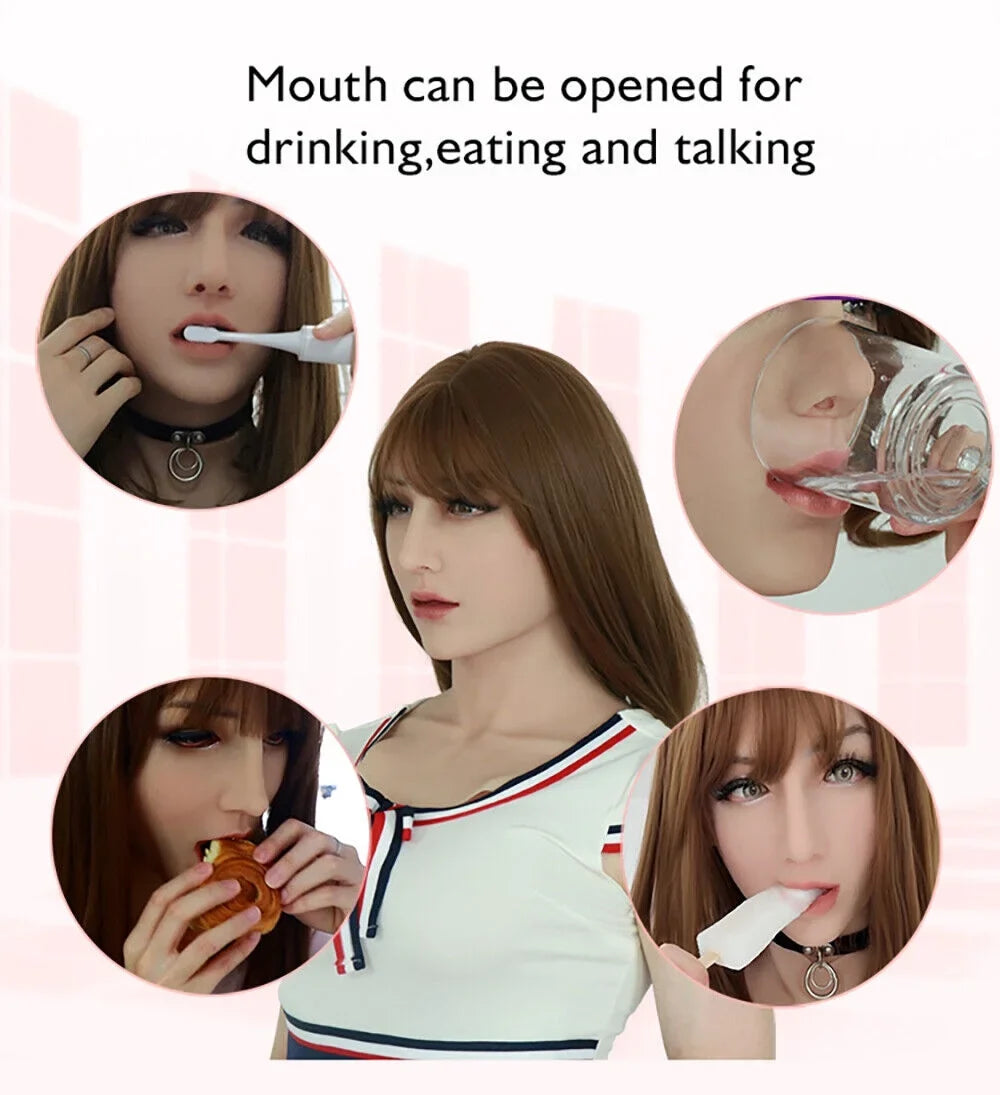 Cosplay Female Silicone Crossdresser Human Face Realistic Skin Mask ROANYER