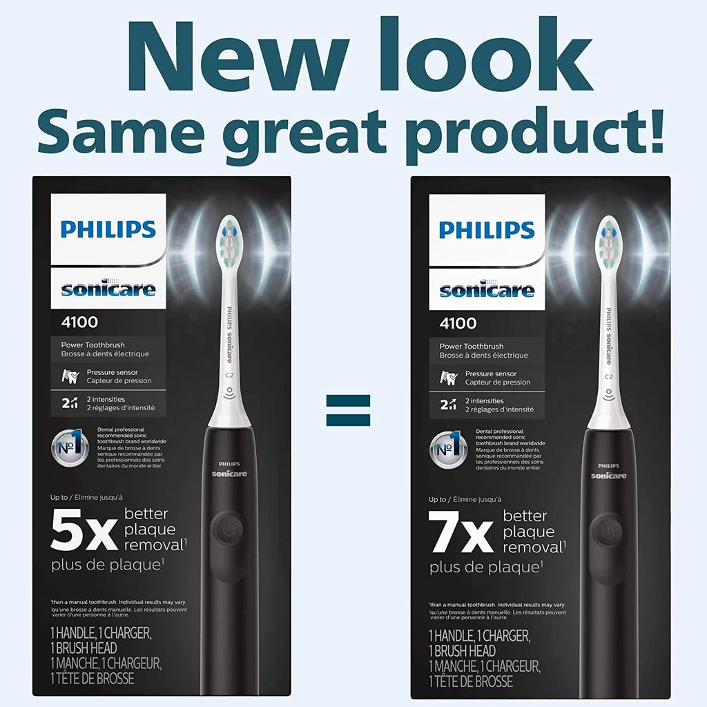 Power Toothbrush Philips Sensor, Rechargeable Black 4100 Toothbrush, Sonicare Pressure Electric with