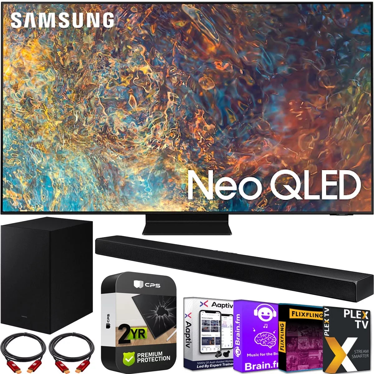 Soundbar Gear Inch Subwoofer with Cables TV Neo Streaming QN75QN90AA HW-A650 3.1ch and Pack Bundle 2 HDMI Premium 75 Smart Protection Year Plan with Kit Samsung (2021) Extended 2 QLED 4K TV Deco