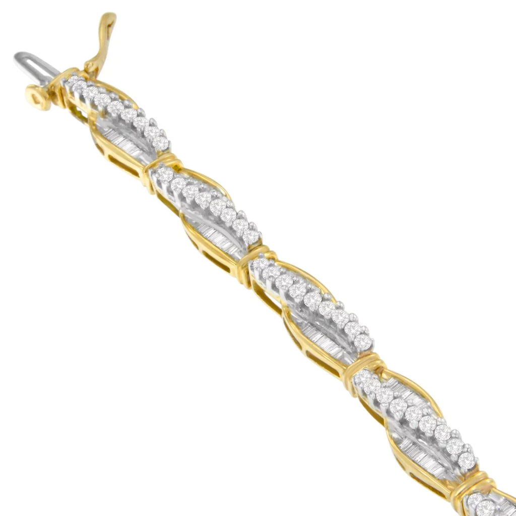 Winding Round Yellow Gold Bracelet (H-I,SI1-SI2) Baguette Love Diamond 14K 3 CTTW Cut and