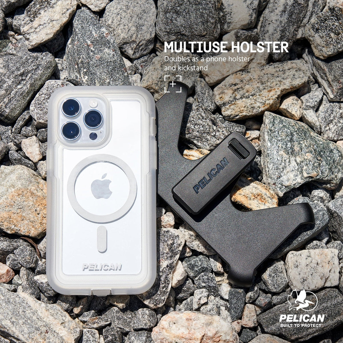 15 Series Holster Pelican Clip Voyager Apple Compatible] Pro Belt Max [MagSafe iPhone Clear - Case with