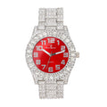 Colorful Big Fully Watch - Hip Blinged Dial ST10327AR Single Hop Out Numerals Iced Mens Raymond Charles with Red Silver Out Blood Rocks