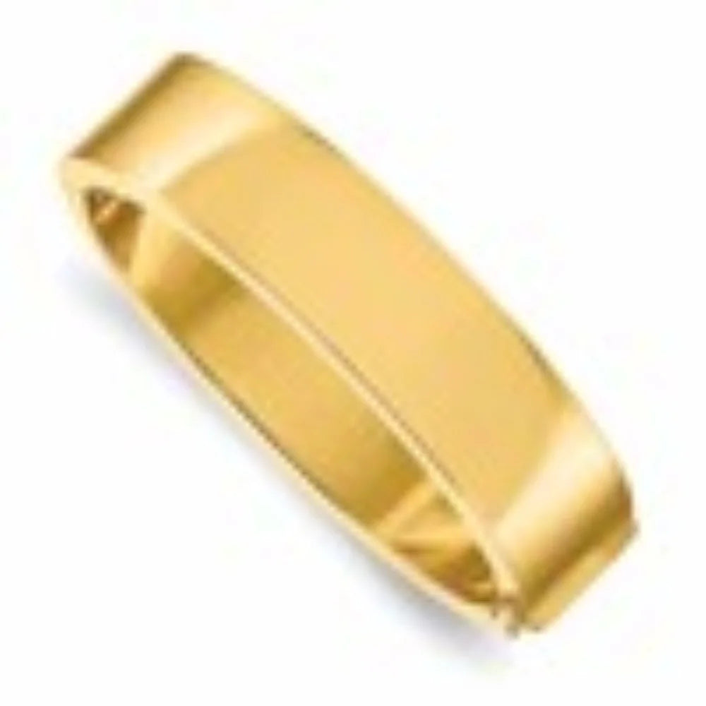 Yellow Men Bangle for Auriga Flat Polished Gold Hinged 14K 15.8mm Fine Jewelry