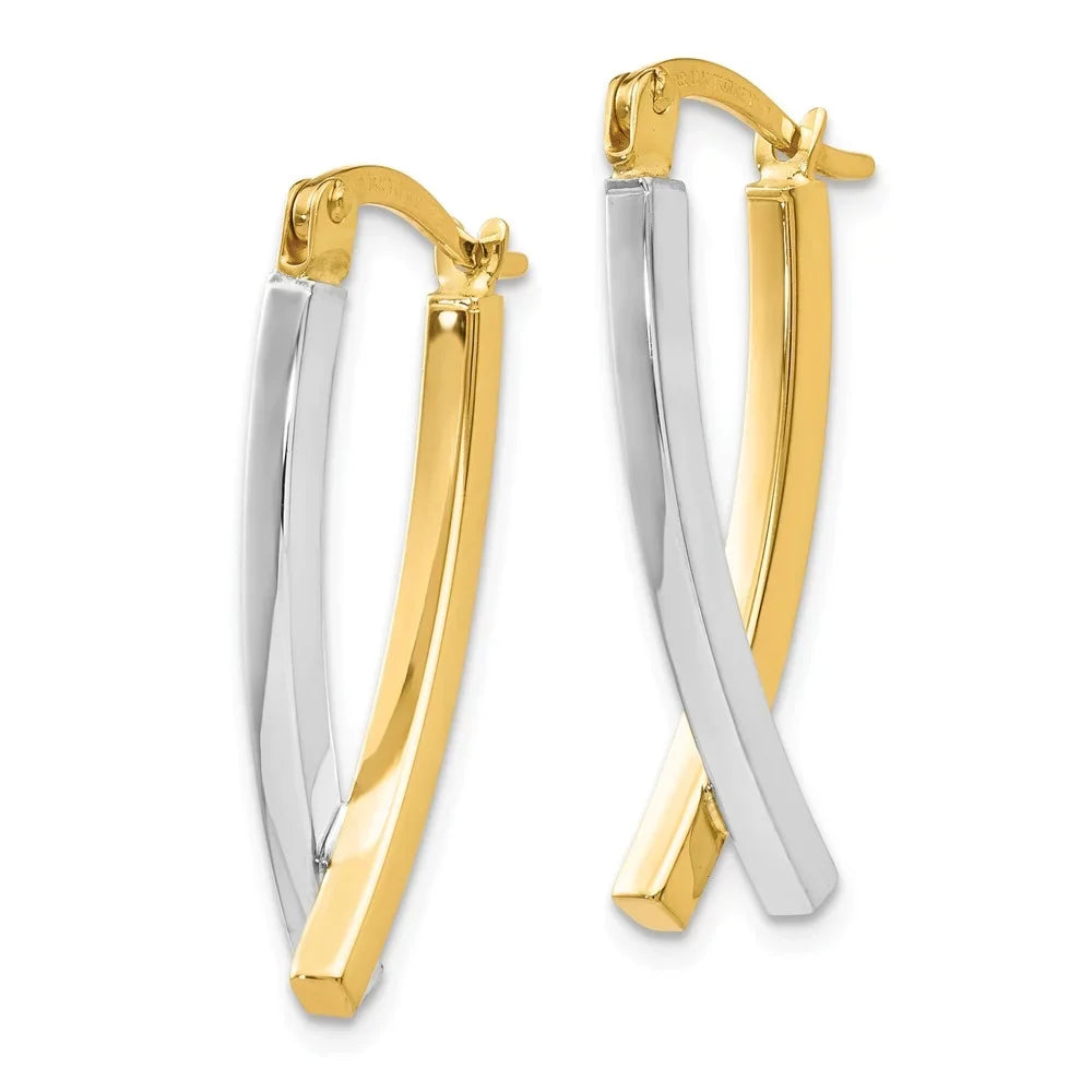 Adults 14kt for and and Two-tone for Men Real Women Earrings; Teens; Hinged Tube