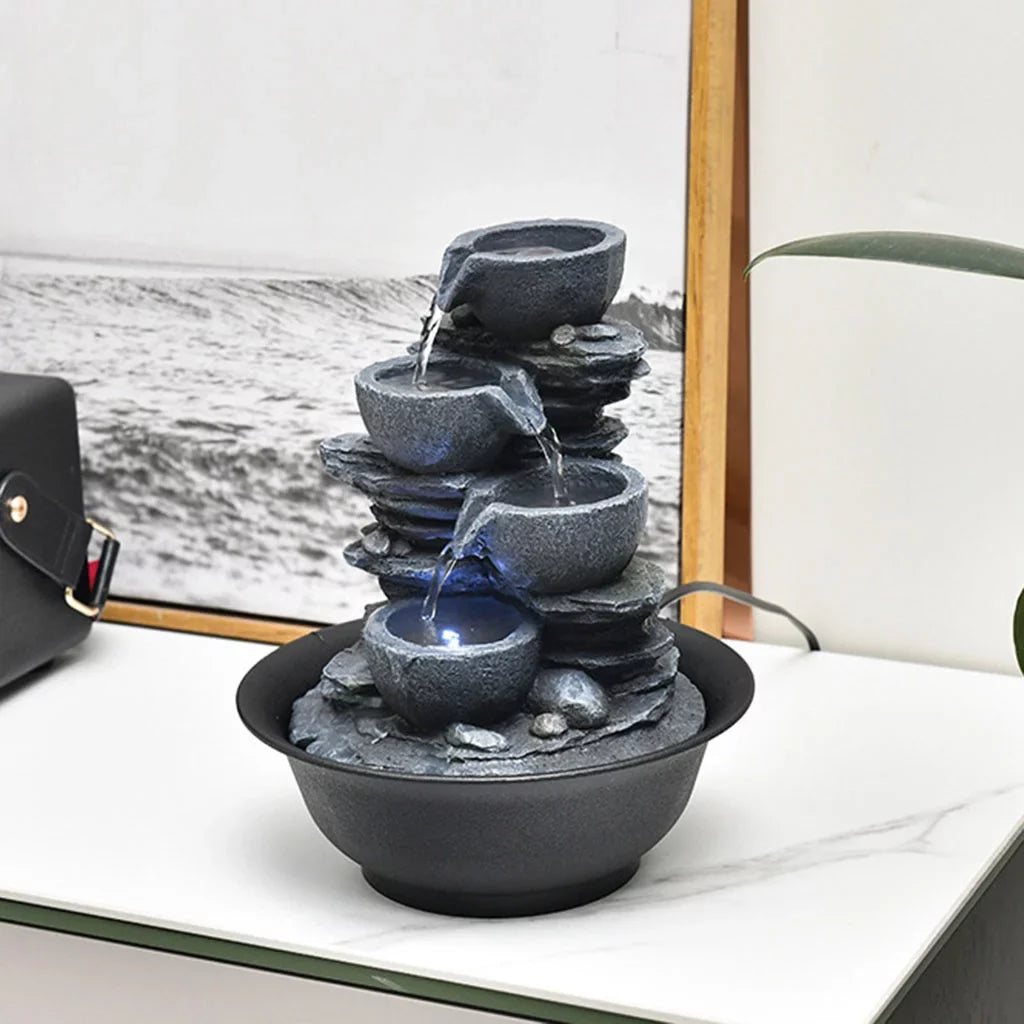 Waterfall E Water Home Fountain Feng Shui Outdoor Landscape Tabletop s with , Bedroom