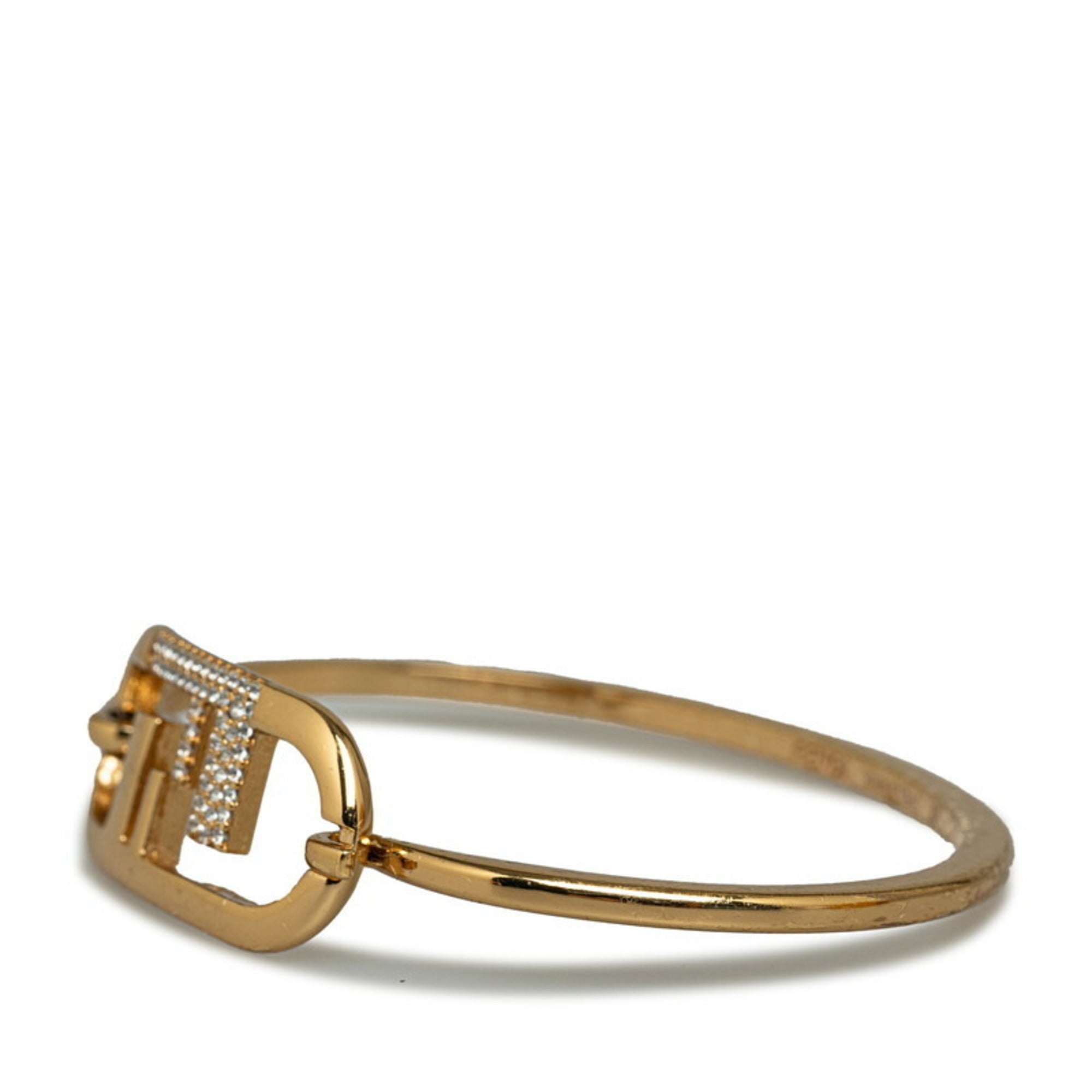 Rhinestone Rhinestone Gold Pre-Owned Bangle (Fair) Fendi