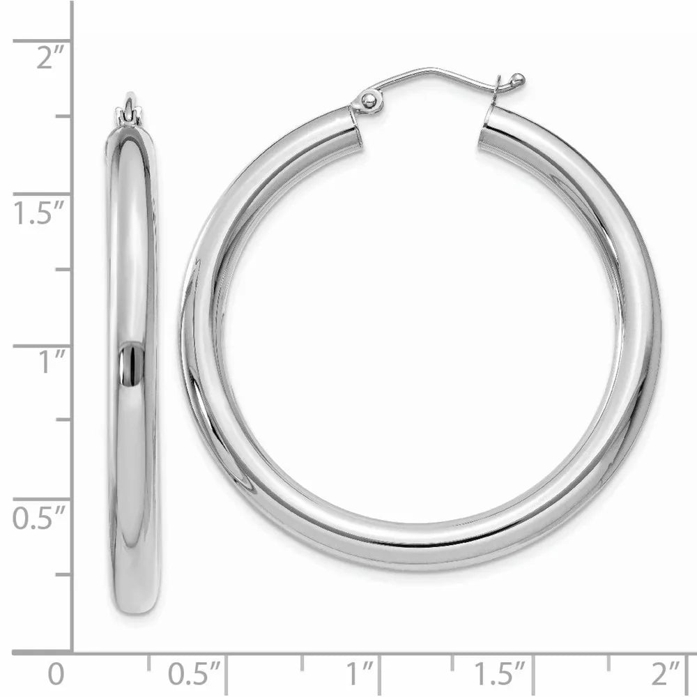 Men Teens; for for White Real and Polished and 4mm Hoop Gold Adults Women 14kt Earrings; Tube