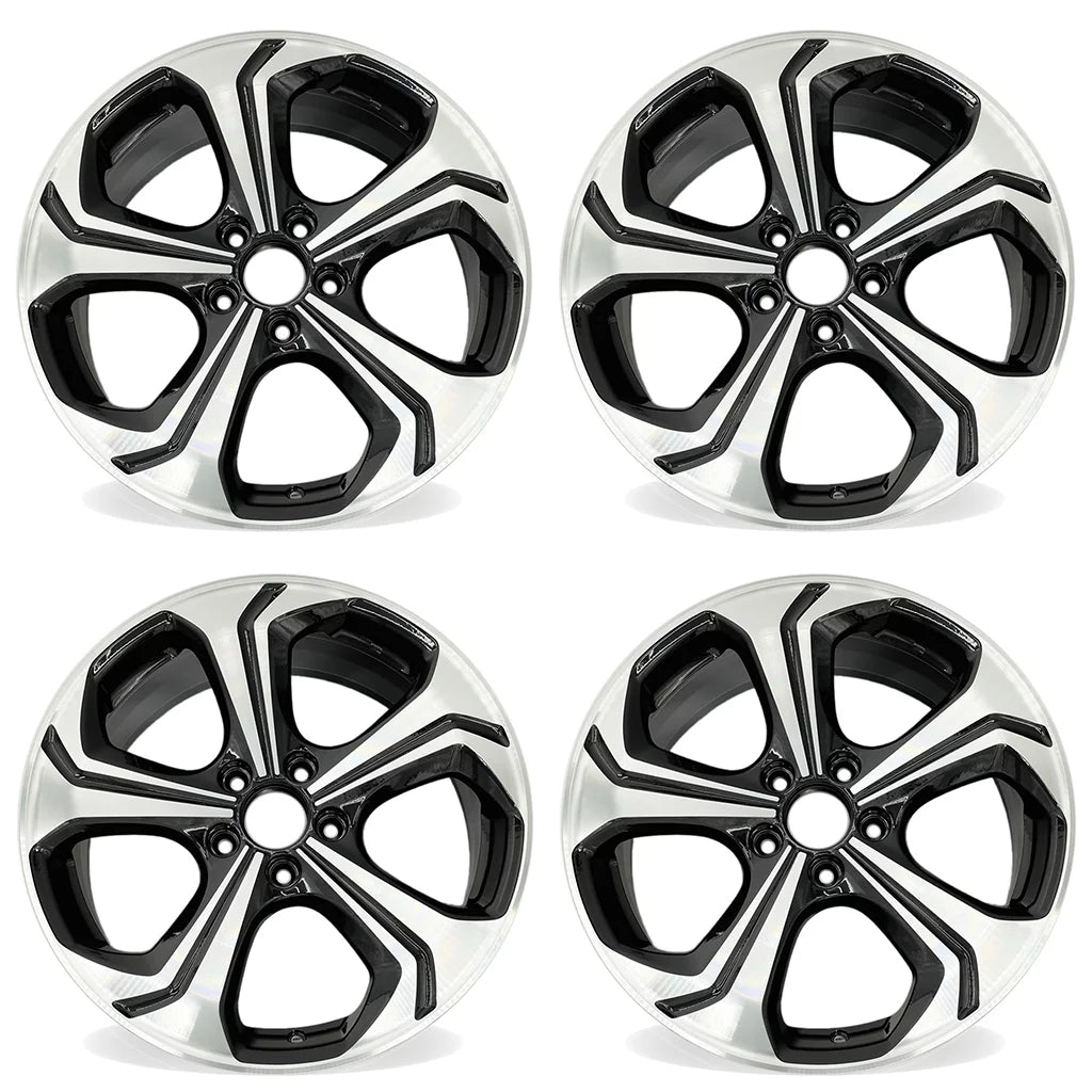 SET 2015 Replacement BLACK 18" OF Civic Machined Honda Wheels 18X7.5 For OEM Quality Rim 2014 4