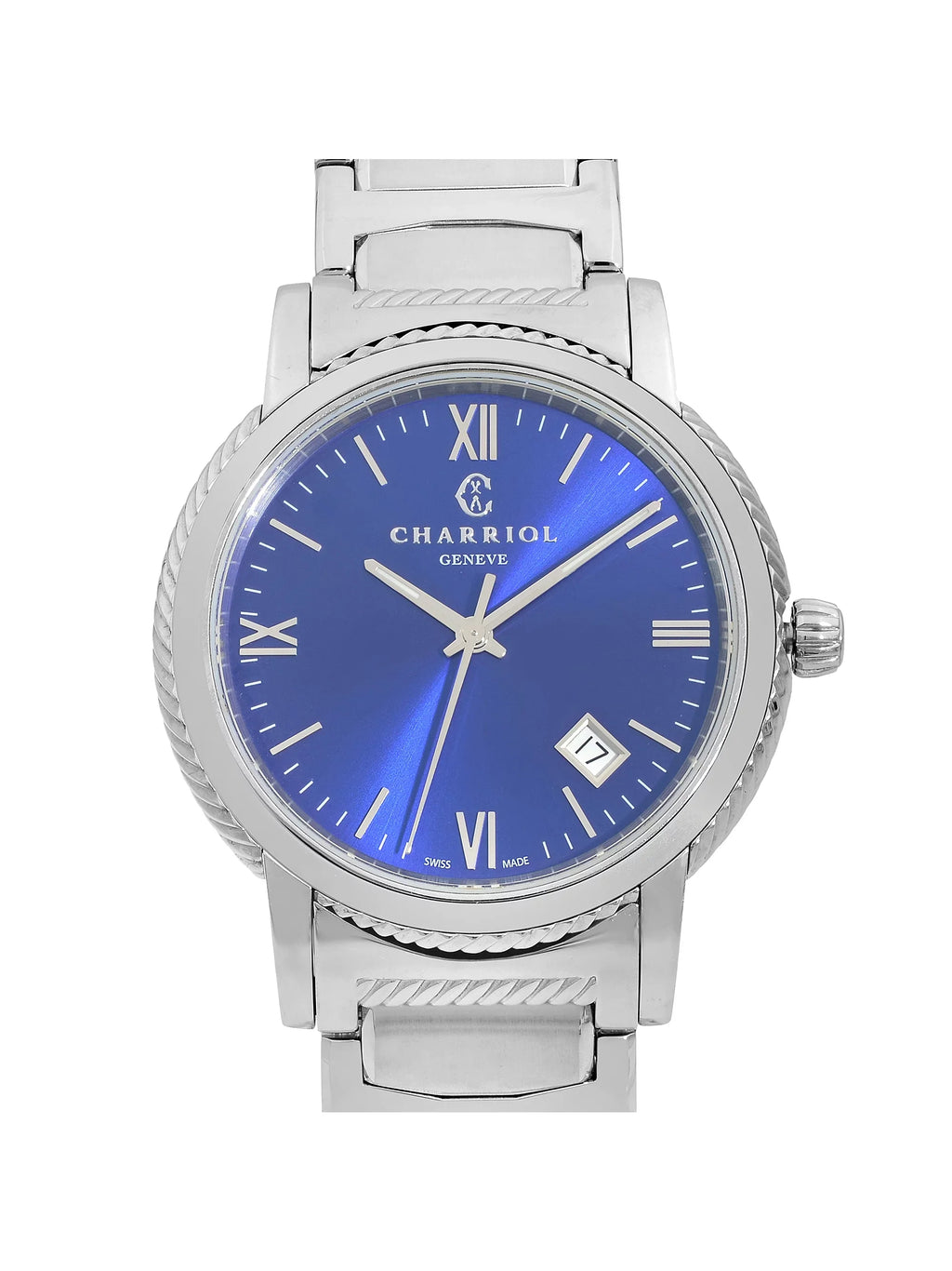 Blue Dial Watch Parisii P40S2.930.002 40mm Mens Steel Stainless Charriol Quartz
