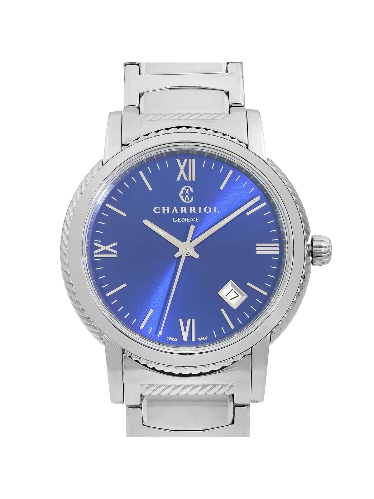 Blue Dial Watch Parisii P40S2.930.002 40mm Mens Steel Stainless Charriol Quartz