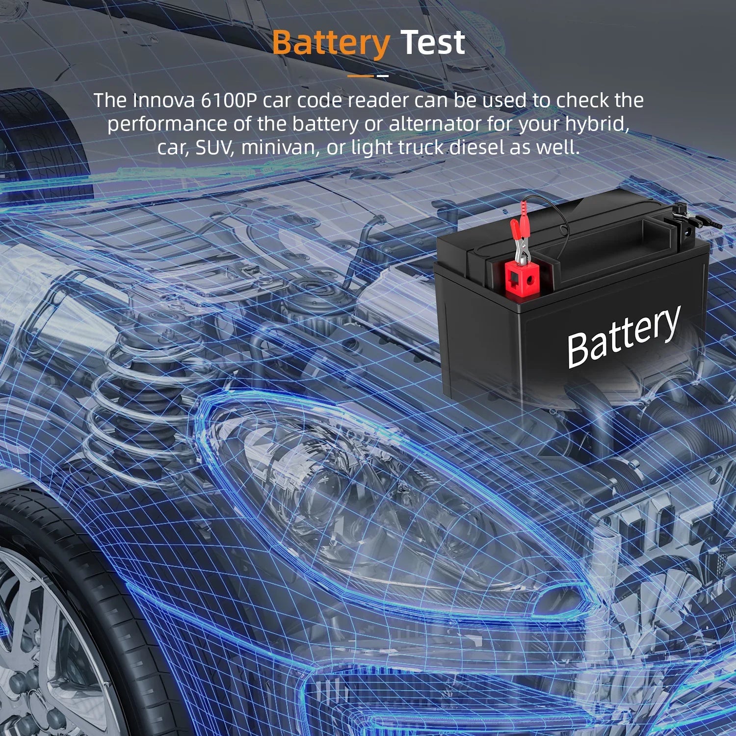 Tool Analyzer Truck Reset Innova SUV Auto Scan Automotive All OBDII Test OBD2 Diagnostic Hybrid OBD2 Car for Car 6100P Scanner Battery Oil Reader Code Scanner SRS ABS Automotive Light Scanner Engine