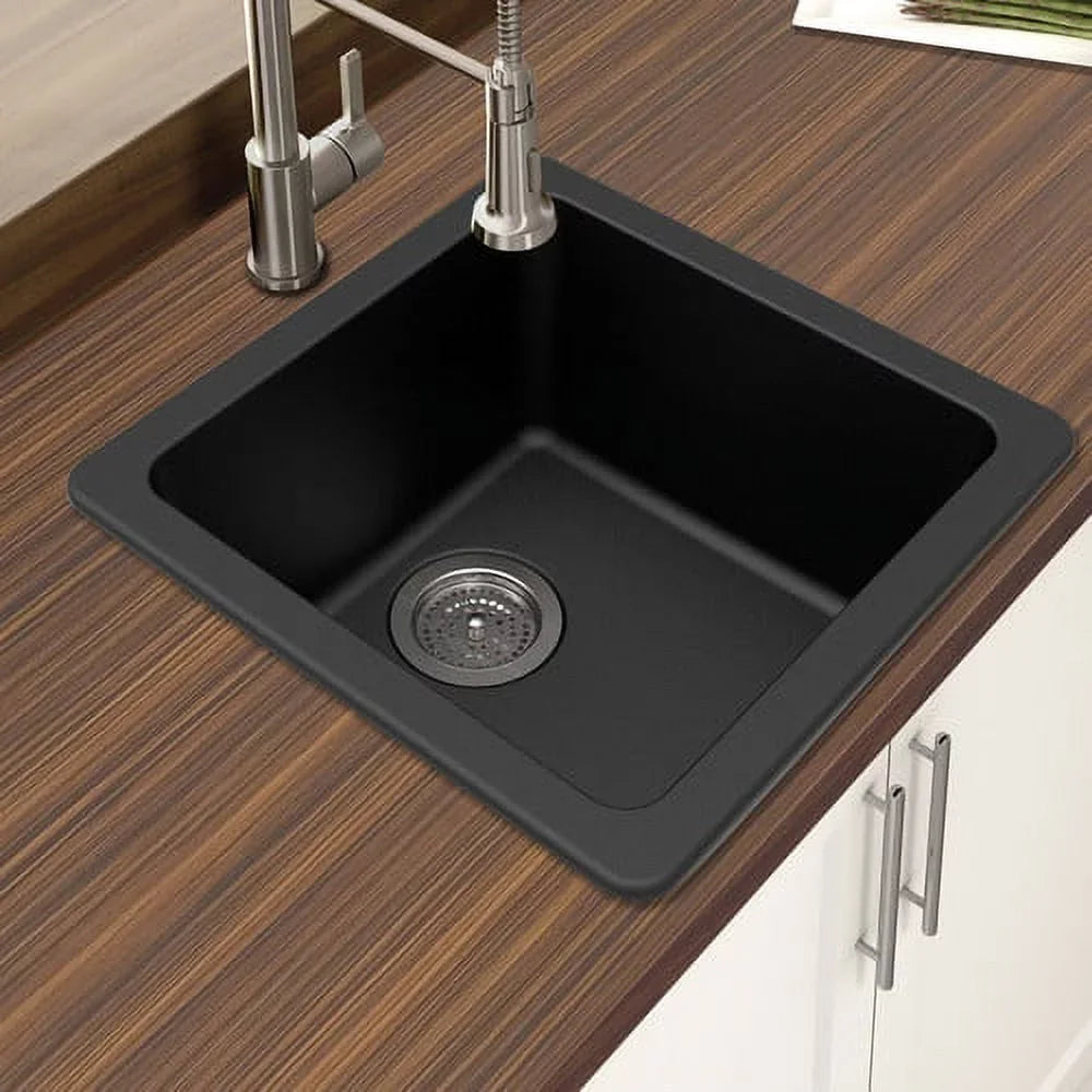 W Quartz x 16.64'' Granite Sink Dual Single L Winpro 16.64'' Kitchen Mount Bowl