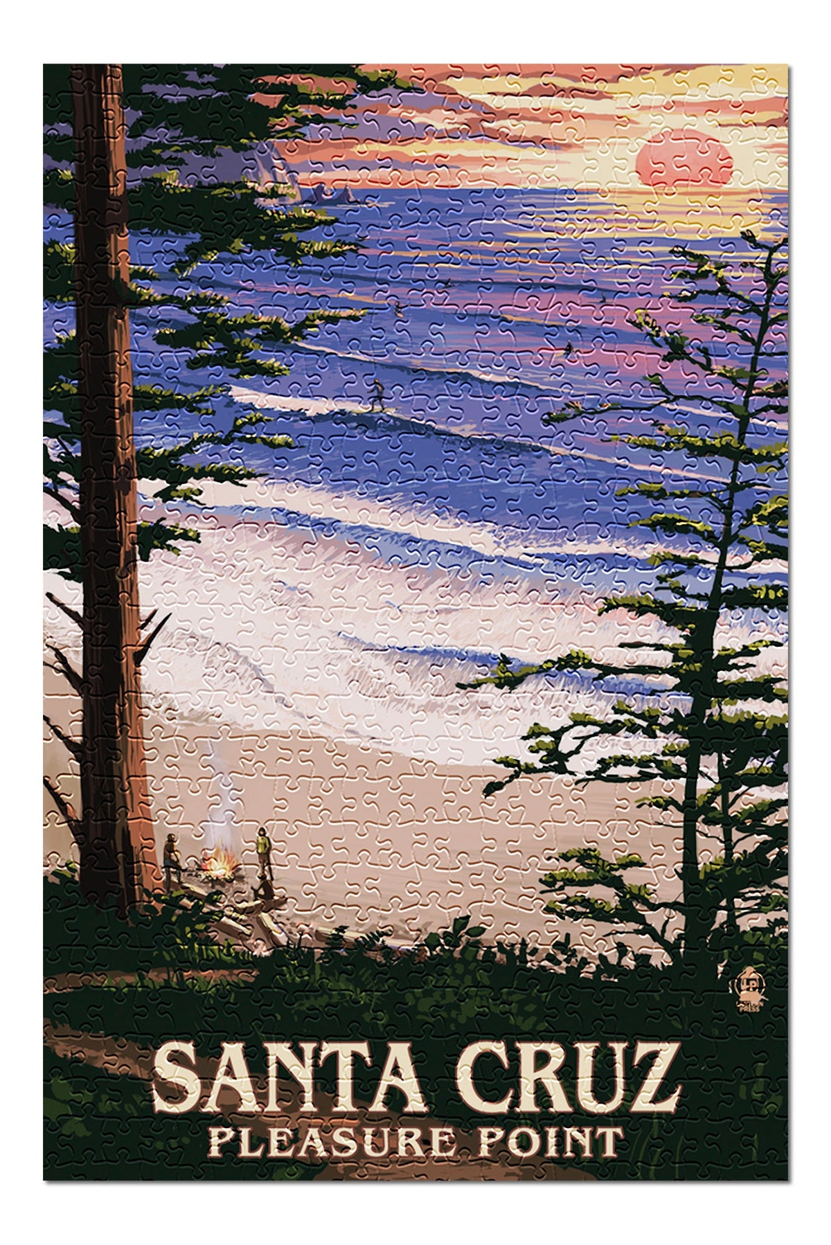 Cruz, for Piece Surfers Pleasure and Premium inches, Sunset Made Point 500 USA) Puzzle in California, (19x27 Jigsaw Adults Santa and Family,