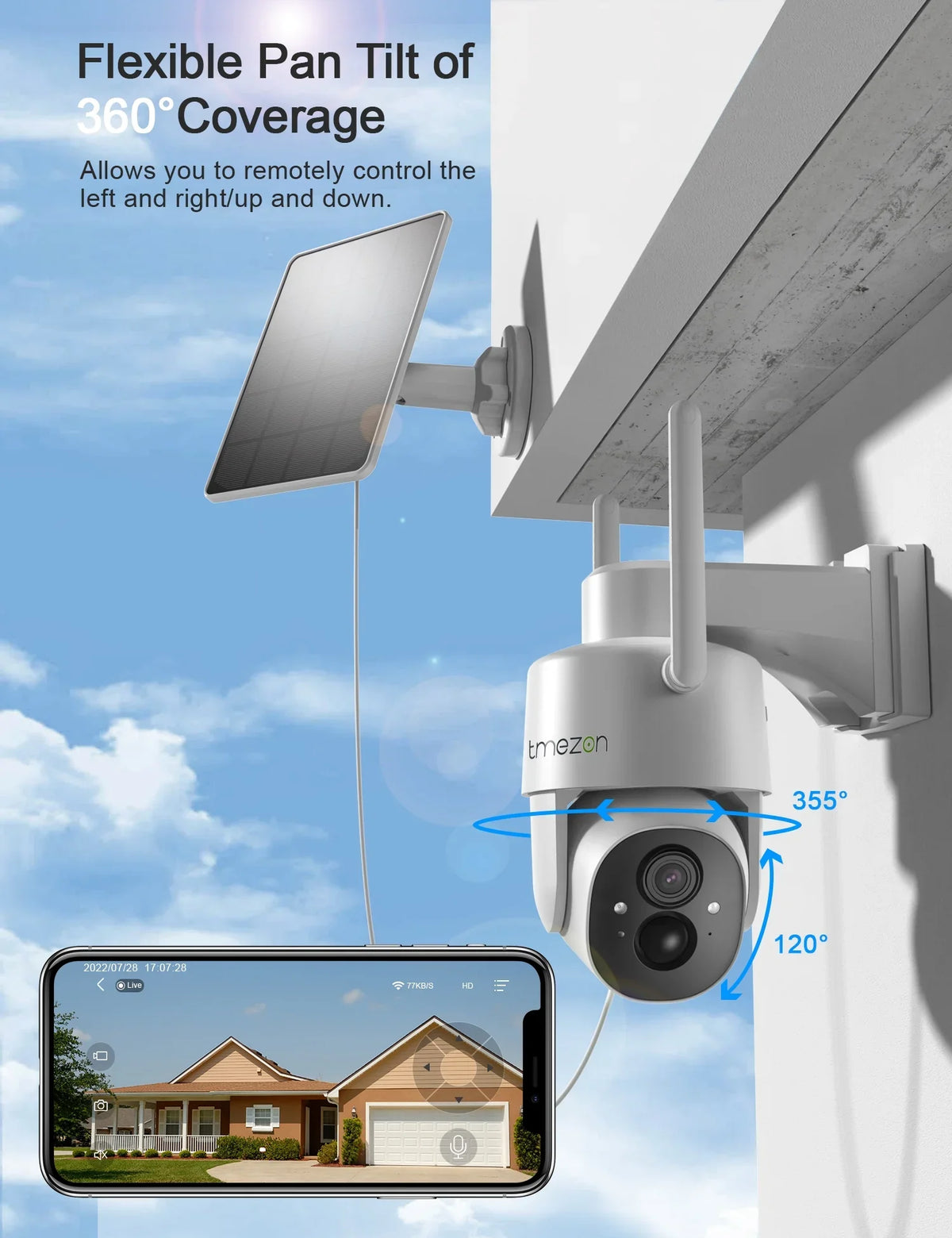 Wireless Outdoor Camera TMEZON 2 2K Security Camera Surveillance Wireless, Pack