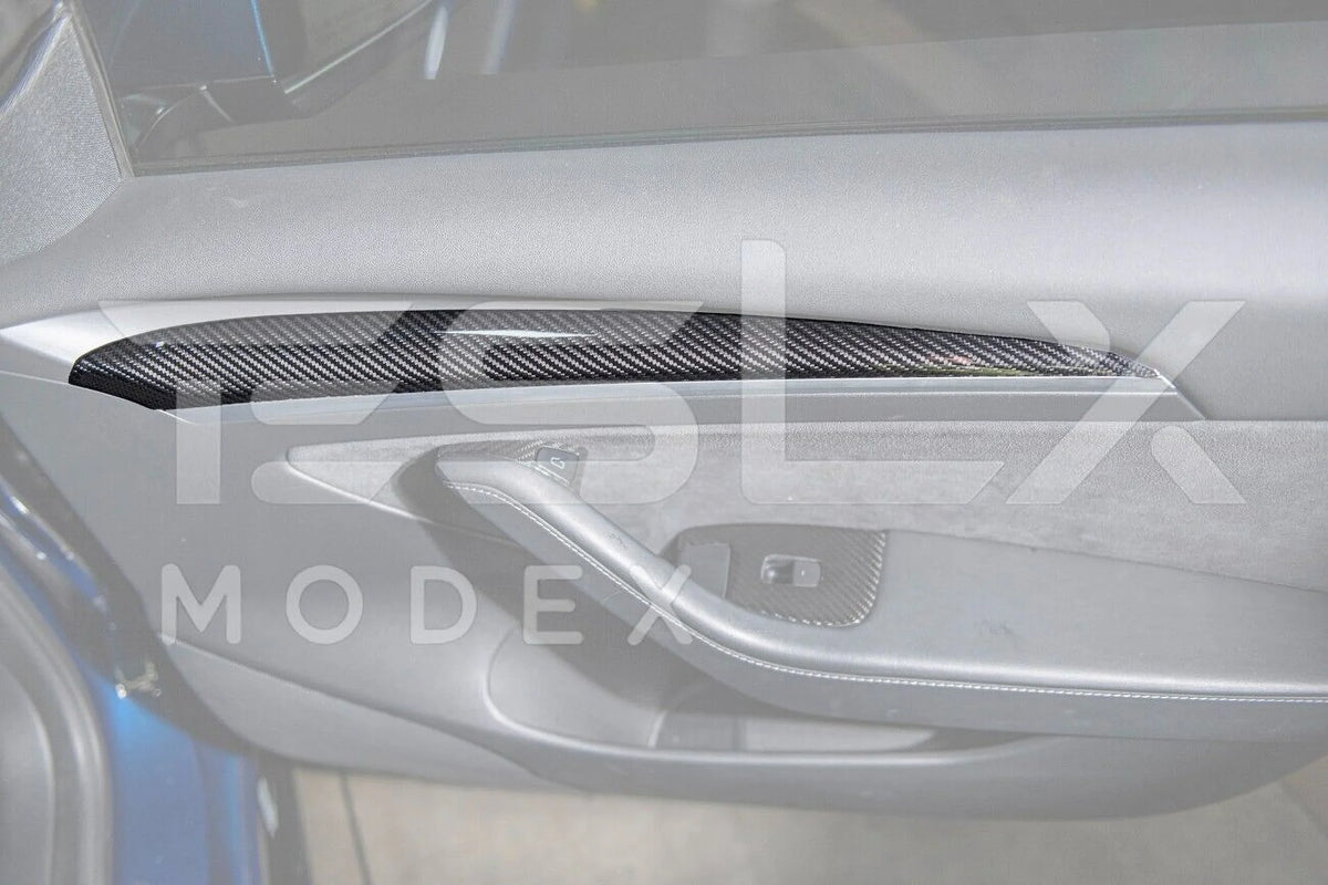 Model 2020-2023 Cover Interior Pair Y CARBON Style Replacement Front Model 3 Trim Factory Panel FIBER & 2020-Up Door For TESLA