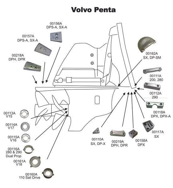 8m6008013, Volvo Sterndrive w/ Aluminum CM290KITA, US for Aluminum Single Hardware Propeller 95301, Kit Anode Military Grade Outdrive 12897, Complete 20705AL Kit 290 Replaces