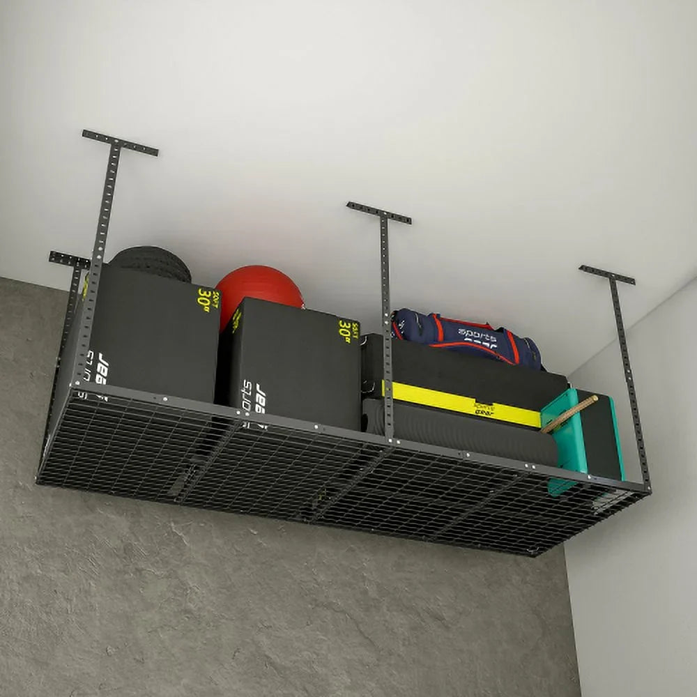 Organization Weight Capacity,Black Duty Storage Systerm,Heavy 3x8ft Storage Garage Rack,Adjustable Racks,660lbs Garage Ceiling Metal Storage Overhead Garage