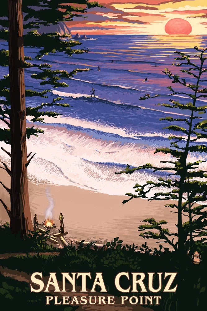 Cruz, for Piece Surfers Pleasure and Premium inches, Sunset Made Point 500 USA) Puzzle in California, (19x27 Jigsaw Adults Santa and Family,