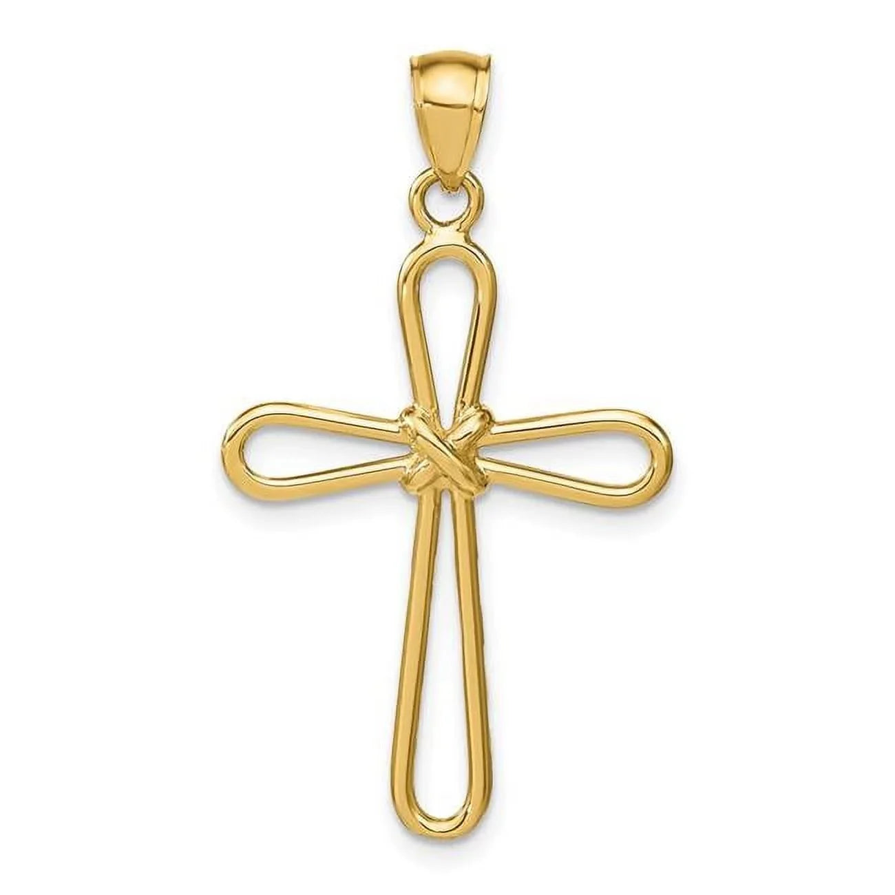 with -x- Cross Pendant Polished Rounded Center 14K