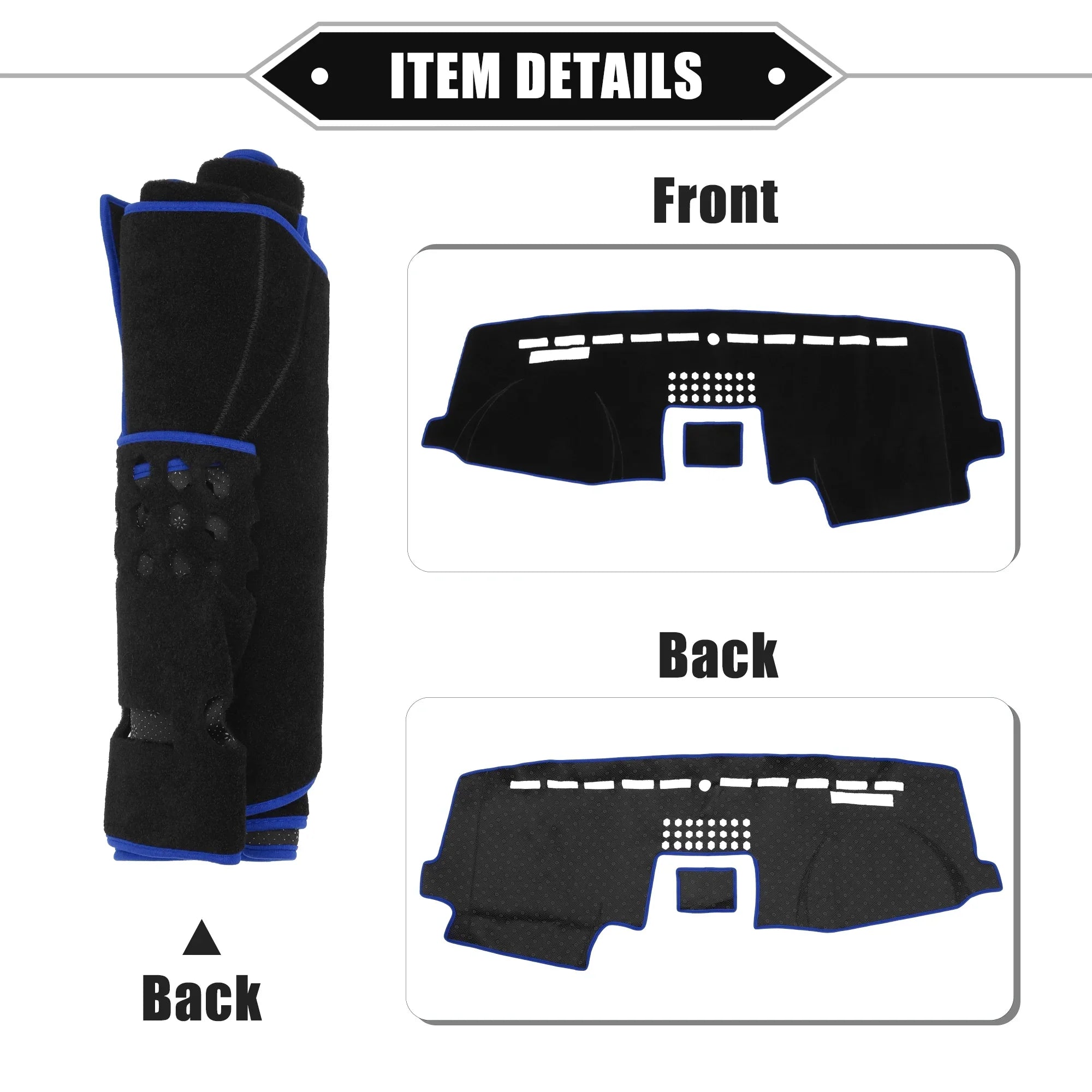 F150 Dashboard Ford Bargains Cover Protective Center Black 2015-2020 Polyester Car Unique Console Mat Blue for