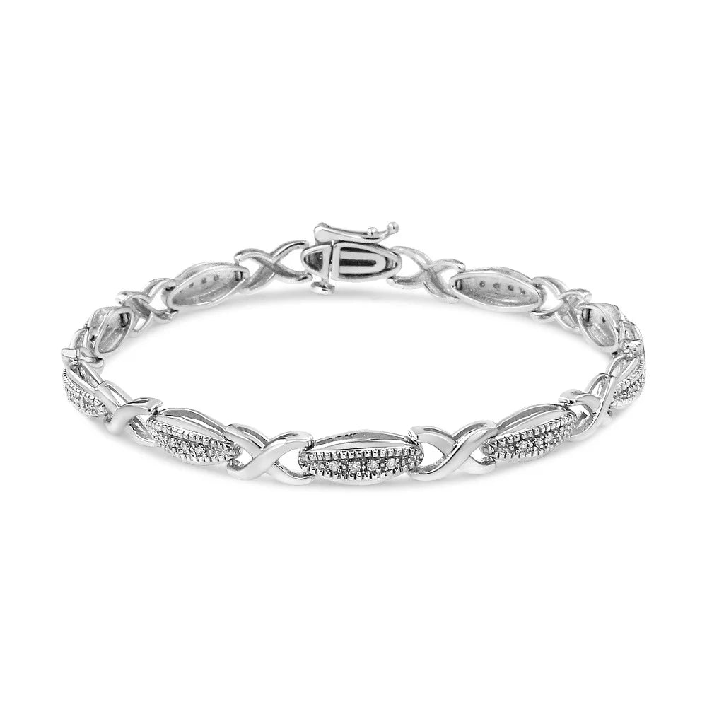 Bracelet Color, Round-Cut 7.50" - Silver .925 (I-J "X" Clarity) 1/5 Diamond Link Cttw Sterling I2-I3 Size
