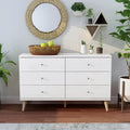 BASIC Mid-Century White Dresser 47-inch Modern Wide 6-Drawer by Denhour DH Knobs with