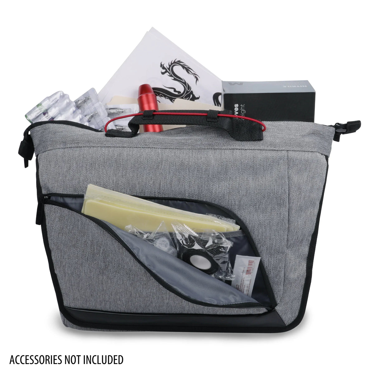 More USA Tattoo & Only Set, Supply, Ink Bag Machine, and - Customizable Professional Power - with Gun Resistant Supplies Equipment Dividers, Gear Tattoo Tattoo Case Weather Bottom Messenger Holds Kit