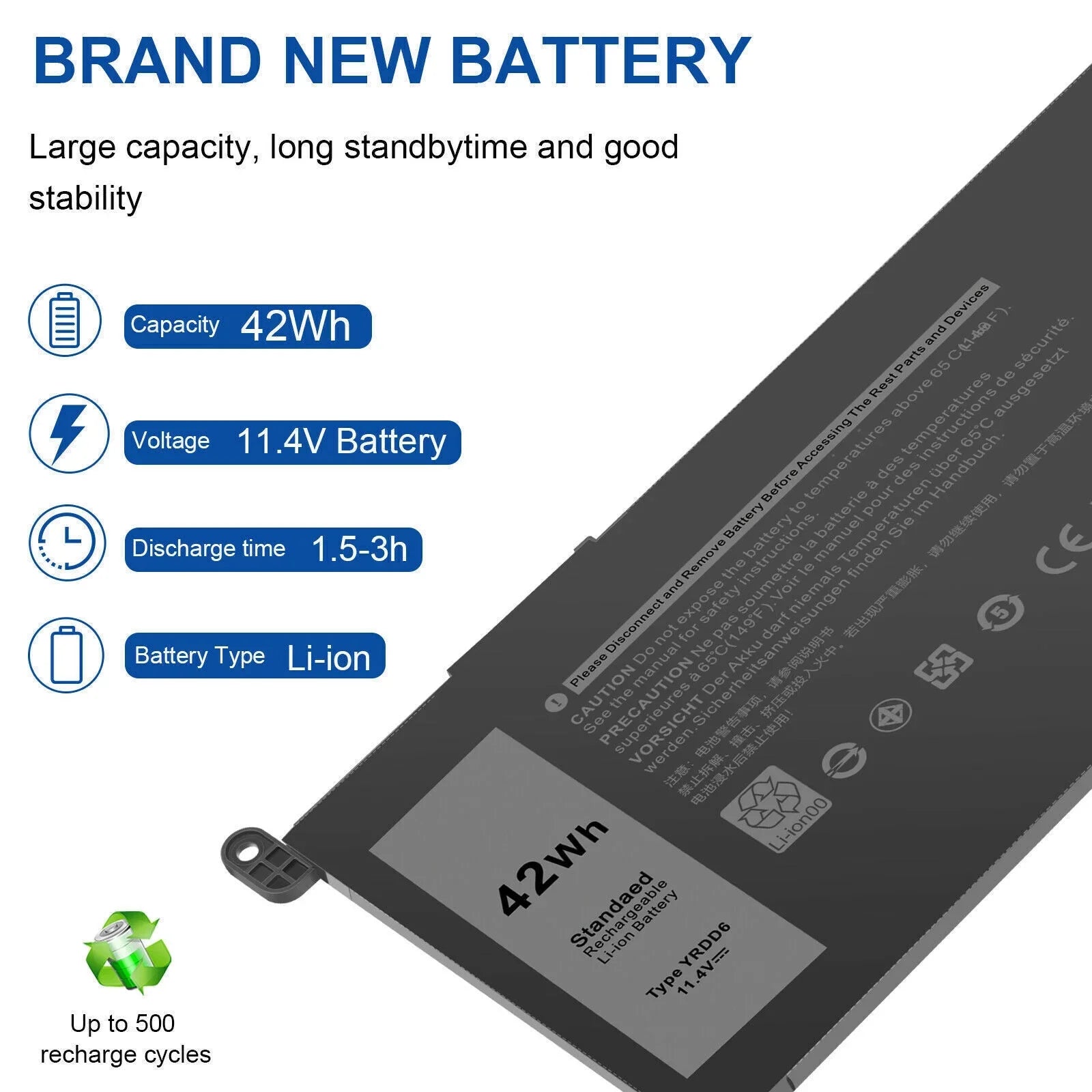 Dell for 5480 5493 5594 5584 YRDD6 Inspiron 3793 Battery 5593 5590 3582 0YRDD6 3593