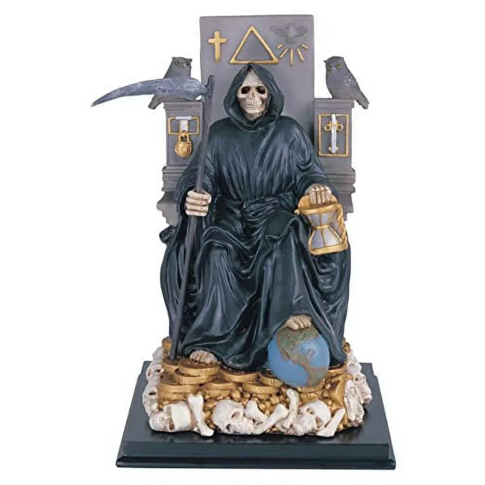 Of Throne Statue On Our Santa Scythe Death Holding Muerte Seated Lady Black
