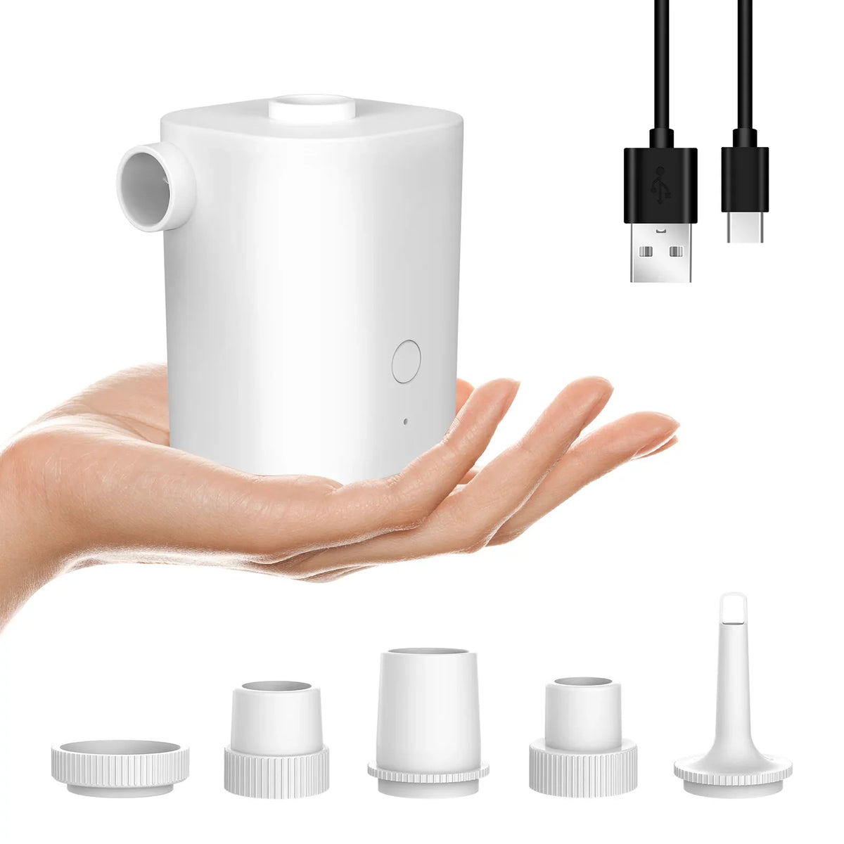 Pool Battery with Swimming Nozzles 5 Air Pumps Air with Pump Deflator for Air Mattress Inflatables Ring Quick Air Bed Pump Electric USB Inflator Toy 2500mAh